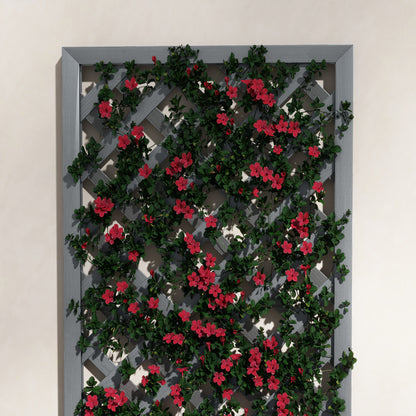 Planter with Back Trellis and Drainage Slot, Composite Wood Planter for Outdoor, 65x33.5x135 cm, Gray