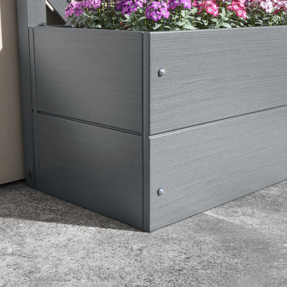 Planter with Back Trellis and Drainage Slot, Composite Wood Planter for Outdoor, 65x33.5x135 cm, Gray