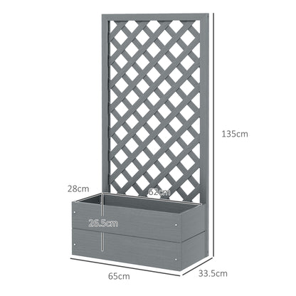Planter with Back Trellis and Drainage Slot, Composite Wood Planter for Outdoor, 65x33.5x135 cm, Gray