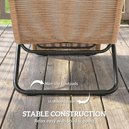 S-Shaped Poly Rattan Chaise Lounge with Cushion — Breathable Seat, Powder-Coated Steel Frame, UV-Resistant, Cream