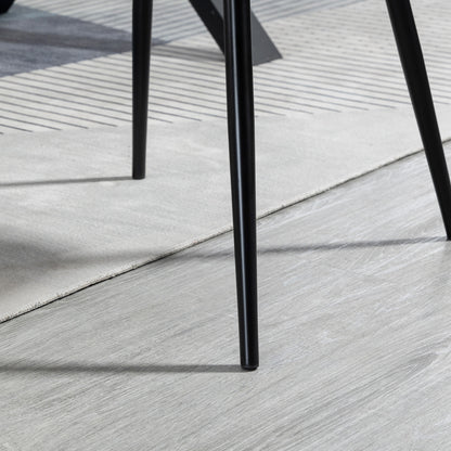 Scandinavian Design Dining Chairs Visitor Chairs - Set of 2 Chairs - Black Tapered Metal Legs - Linen Black Ergonomic Seat Backrest Armrests