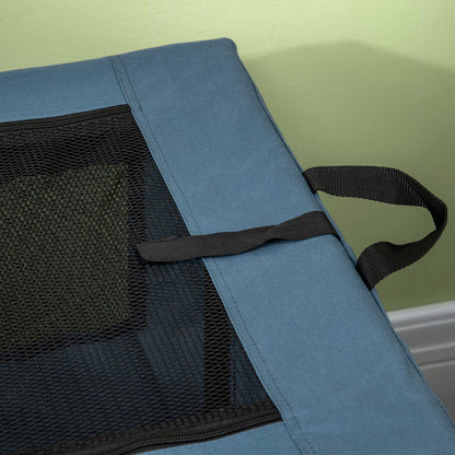 Foldable Pet Carrier Backpack with Top Opening Handle Mesh Fabric - 69 x 51 x 51 cm - Blue Black