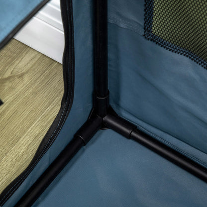 Foldable Pet Carrier Backpack with Top Opening Handle Mesh Fabric - 69 x 51 x 51 cm - Blue Black