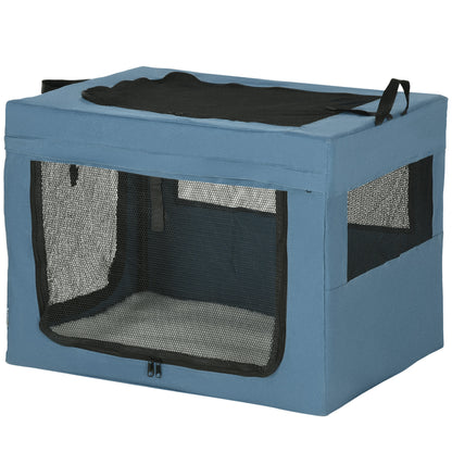 Foldable Pet Carrier Backpack with Top Opening Handle Mesh Fabric - 69 x 51 x 51 cm - Blue Black