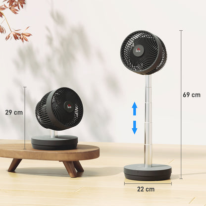 Stand Fan USB Rechargeable Fan with Remote Control Adjustable Tilt Oscillation 10 Speeds Timer Height Adjustable Telescopic Fan for Office Camping