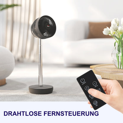 Stand Fan USB Rechargeable Fan with Remote Control Adjustable Tilt Oscillation 10 Speeds Timer Height Adjustable Telescopic Fan for Office Camping