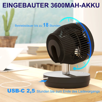 Stand Fan USB Rechargeable Fan with Remote Control Adjustable Tilt Oscillation 10 Speeds Timer Height Adjustable Telescopic Fan for Office Camping