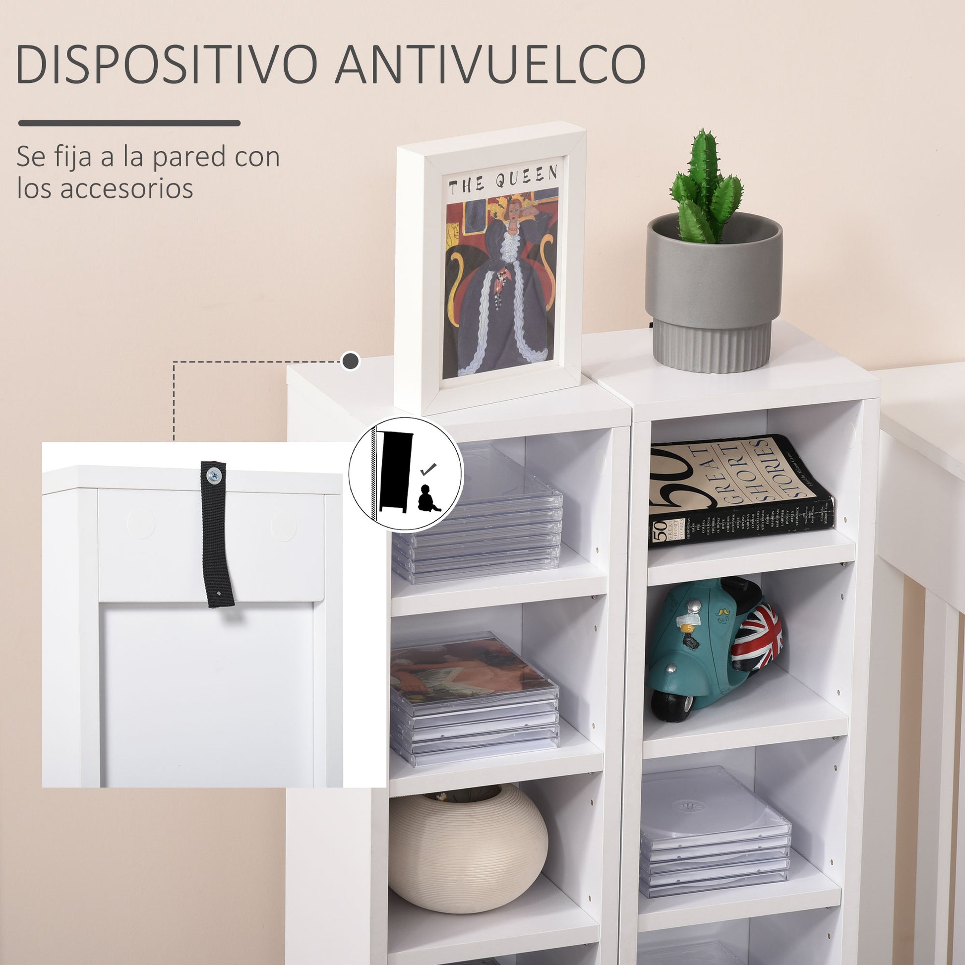CD or DVD Shelves CD Racks with 12 Compartments for 204 CDs and Adjustable Shelf for Living Room Bedroom Office 21x22.5x88.5 cm White