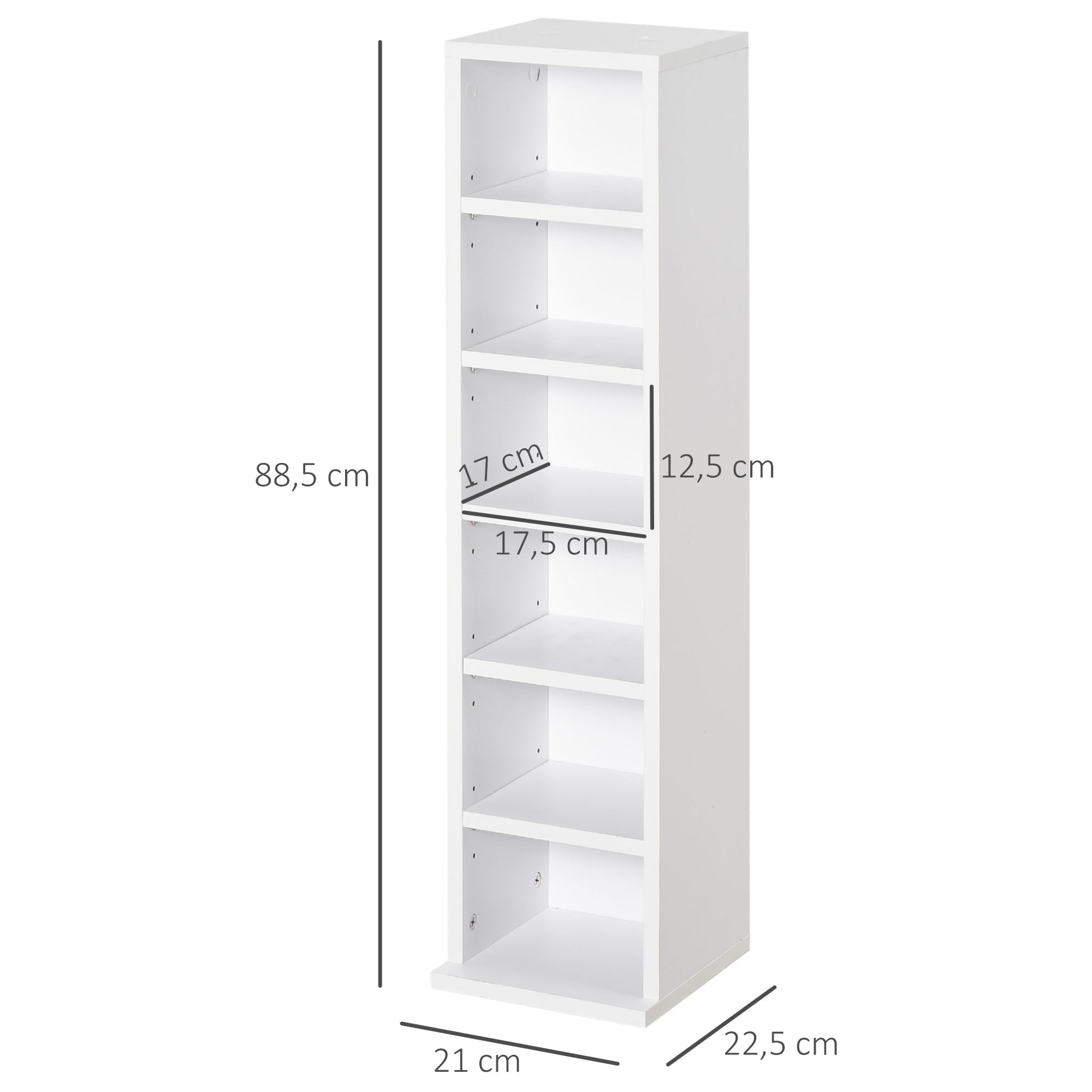 CD or DVD Shelves CD Racks with 12 Compartments for 204 CDs and Adjustable Shelf for Living Room Bedroom Office 21x22.5x88.5 cm White