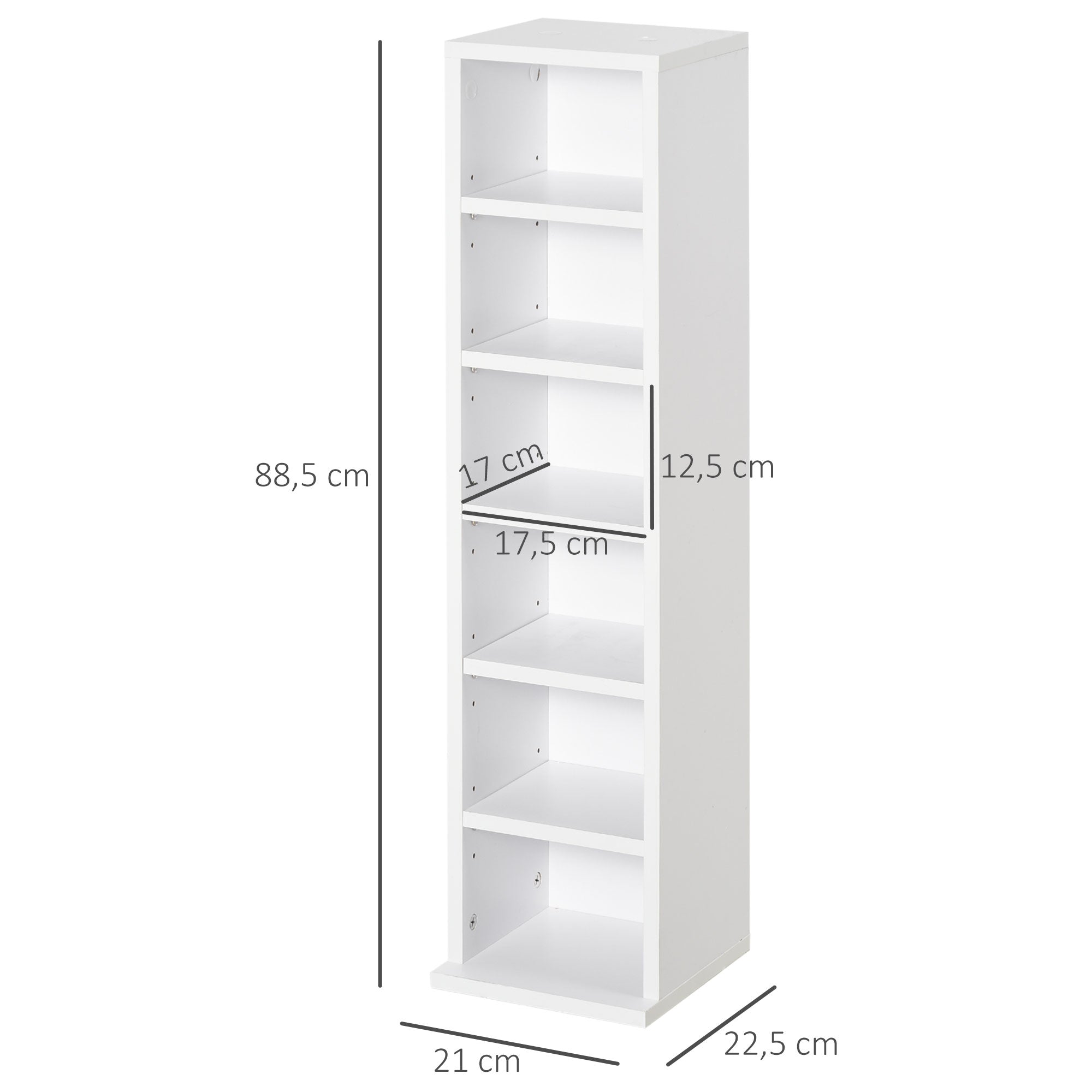CD or DVD Shelves CD Racks with 12 Compartments for 204 CDs and Adjustable Shelf for Living Room Bedroom Office 21x22.5x88.5 cm White