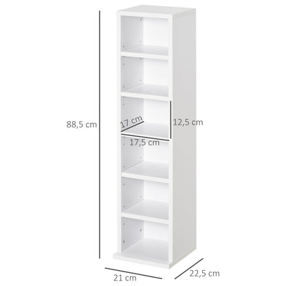 CD or DVD Shelves CD Racks with 12 Compartments for 204 CDs and Adjustable Shelf for Living Room Bedroom Office 21x22.5x88.5 cm White