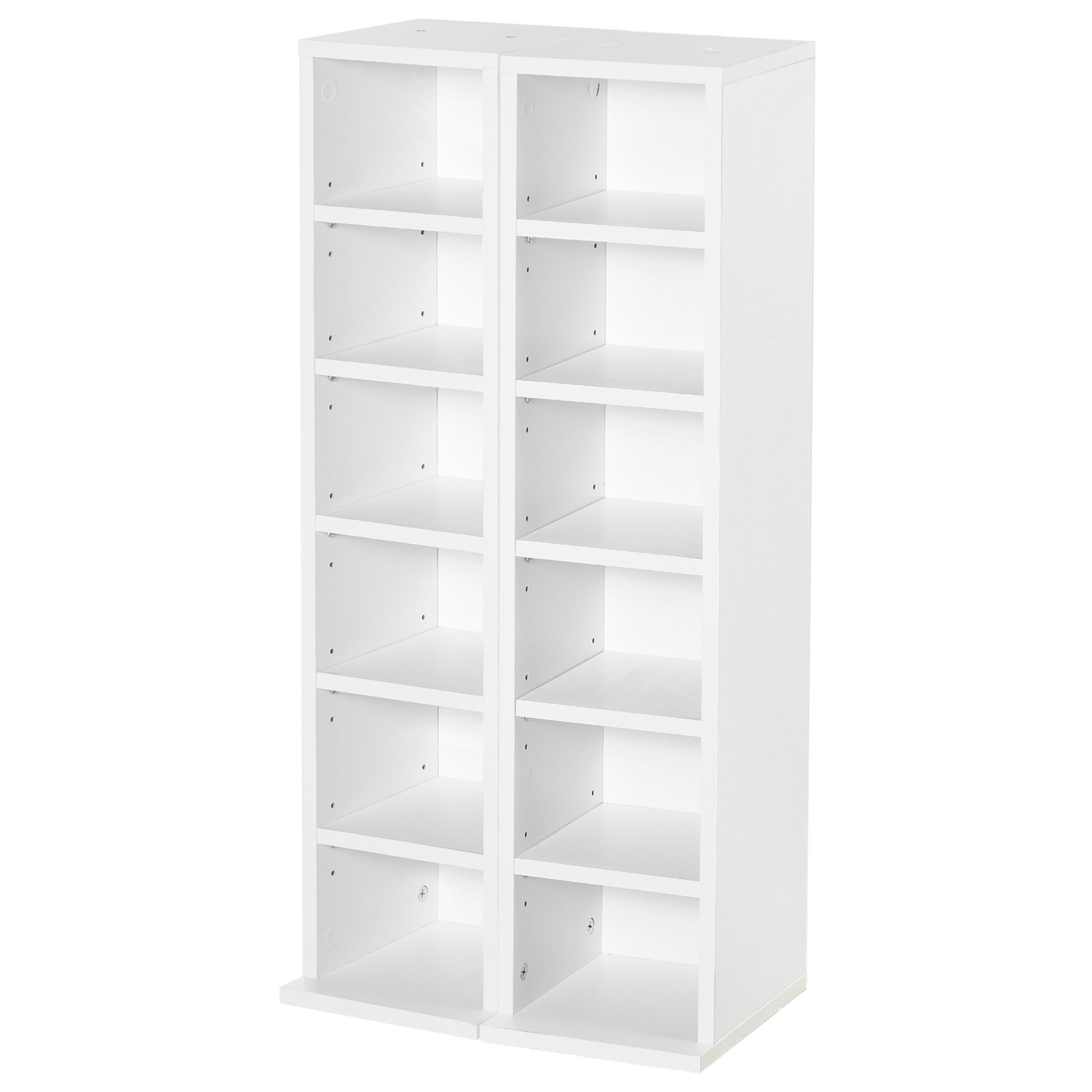 CD or DVD Shelves CD Racks with 12 Compartments for 204 CDs and Adjustable Shelf for Living Room Bedroom Office 21x22.5x88.5 cm White