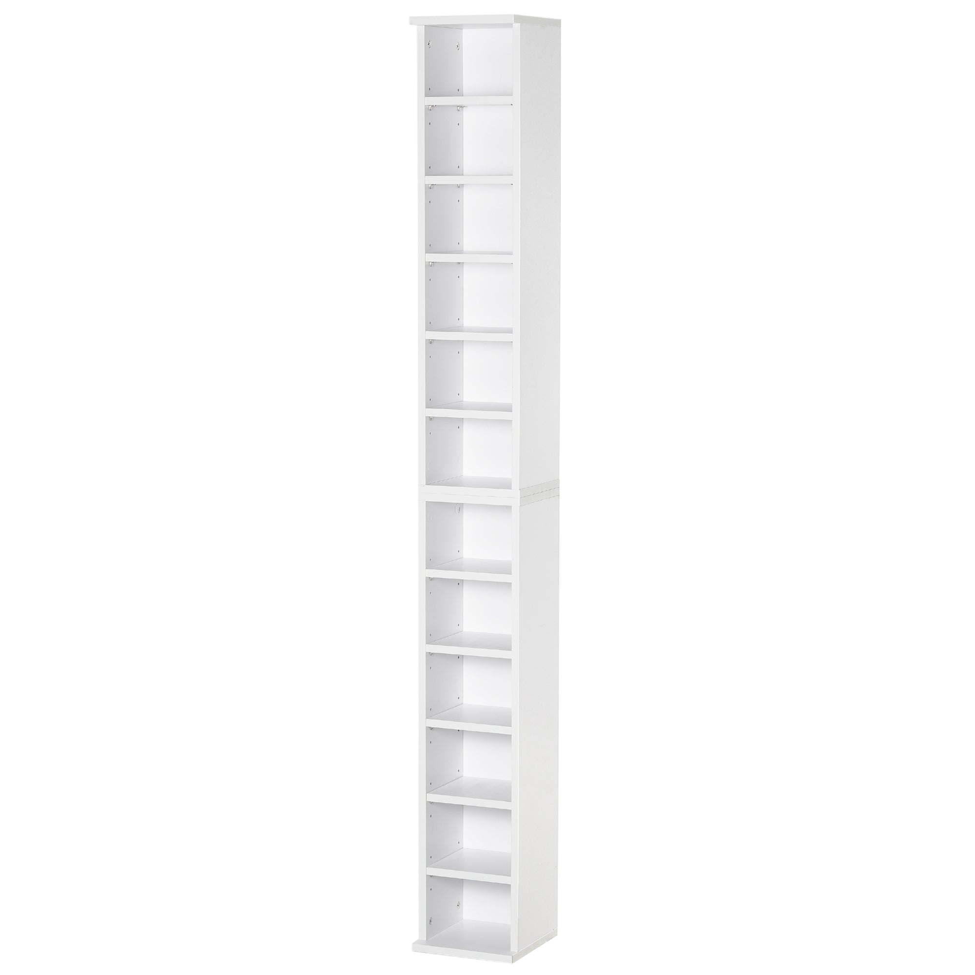 CD or DVD Shelves CD Racks with 12 Compartments for 204 CDs and Adjustable Shelf for Living Room Bedroom Office 21x22.5x88.5 cm White