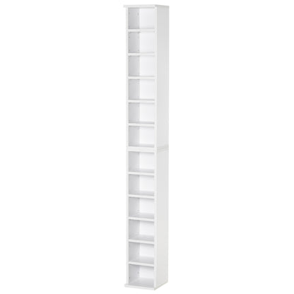 CD or DVD Shelves CD Racks with 12 Compartments for 204 CDs and Adjustable Shelf for Living Room Bedroom Office 21x22.5x88.5 cm White