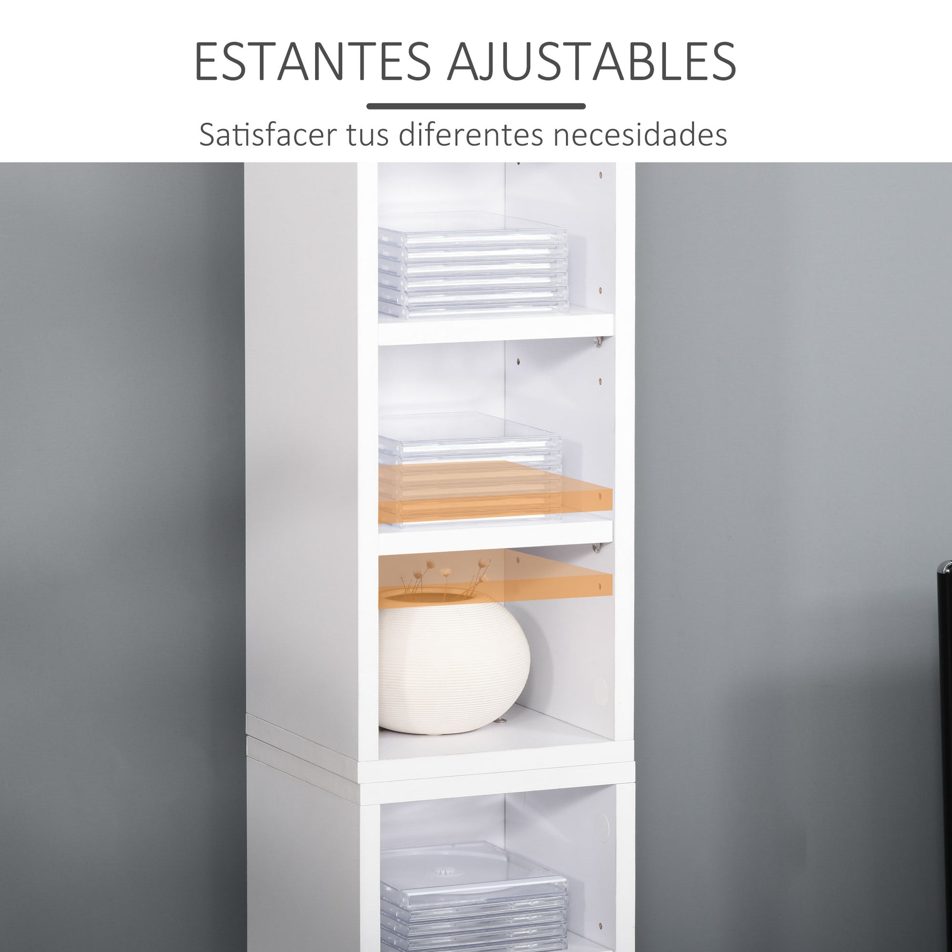 CD or DVD Shelves CD Racks with 12 Compartments for 204 CDs and Adjustable Shelf for Living Room Bedroom Office 21x22.5x88.5 cm White
