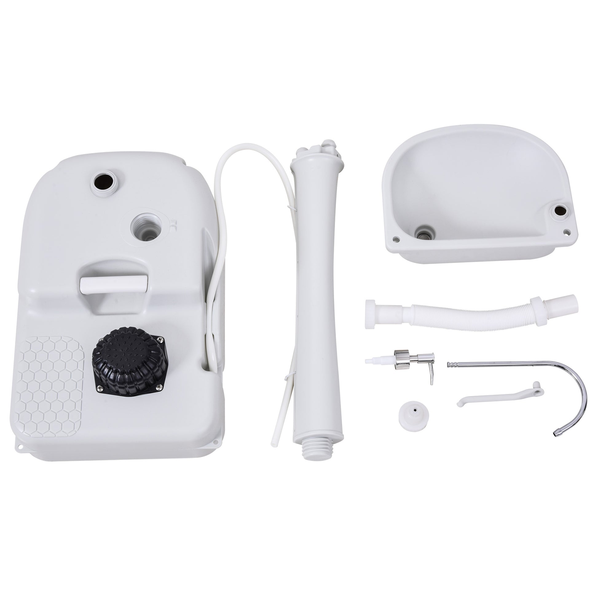 Portable Sink Outdoor Washing Station for Outdoor Activities and Camping with 17L Water Tank Soap Dispenser Towel Rack and 2 Wheels HDPE 51x33.5x103 cm Light Gray