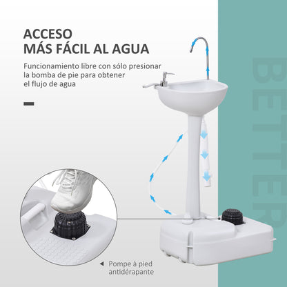 Portable Sink Outdoor Washing Station for Outdoor Activities and Camping with 17L Water Tank Soap Dispenser Towel Rack and 2 Wheels HDPE 51x33.5x103 cm Light Gray