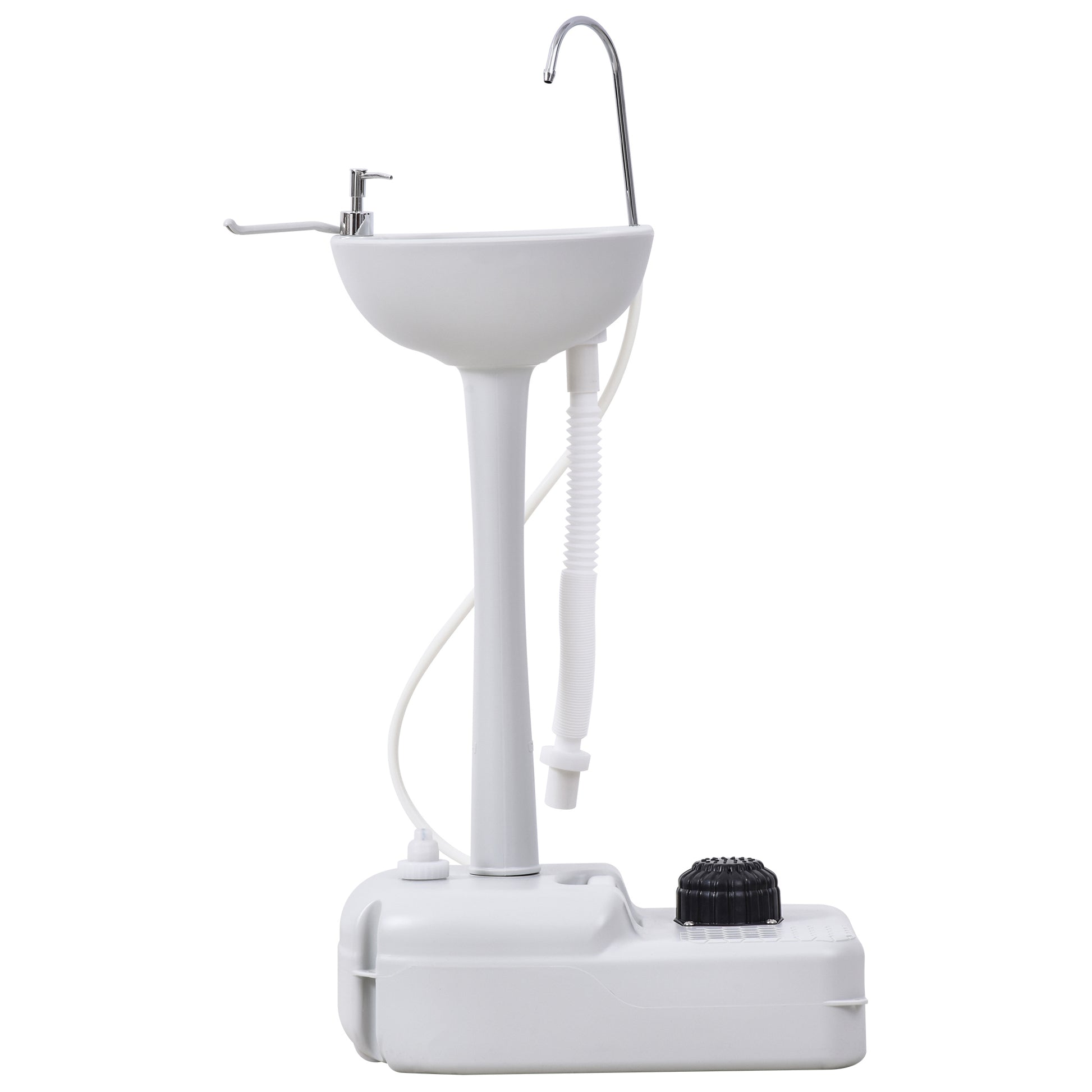 Portable Sink Outdoor Washing Station for Outdoor Activities and Camping with 17L Water Tank Soap Dispenser Towel Rack and 2 Wheels HDPE 51x33.5x103 cm Light Gray