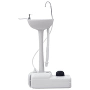 Portable Sink Outdoor Washing Station for Outdoor Activities and Camping with 17L Water Tank Soap Dispenser Towel Rack and 2 Wheels HDPE 51x33.5x103 cm Light Gray