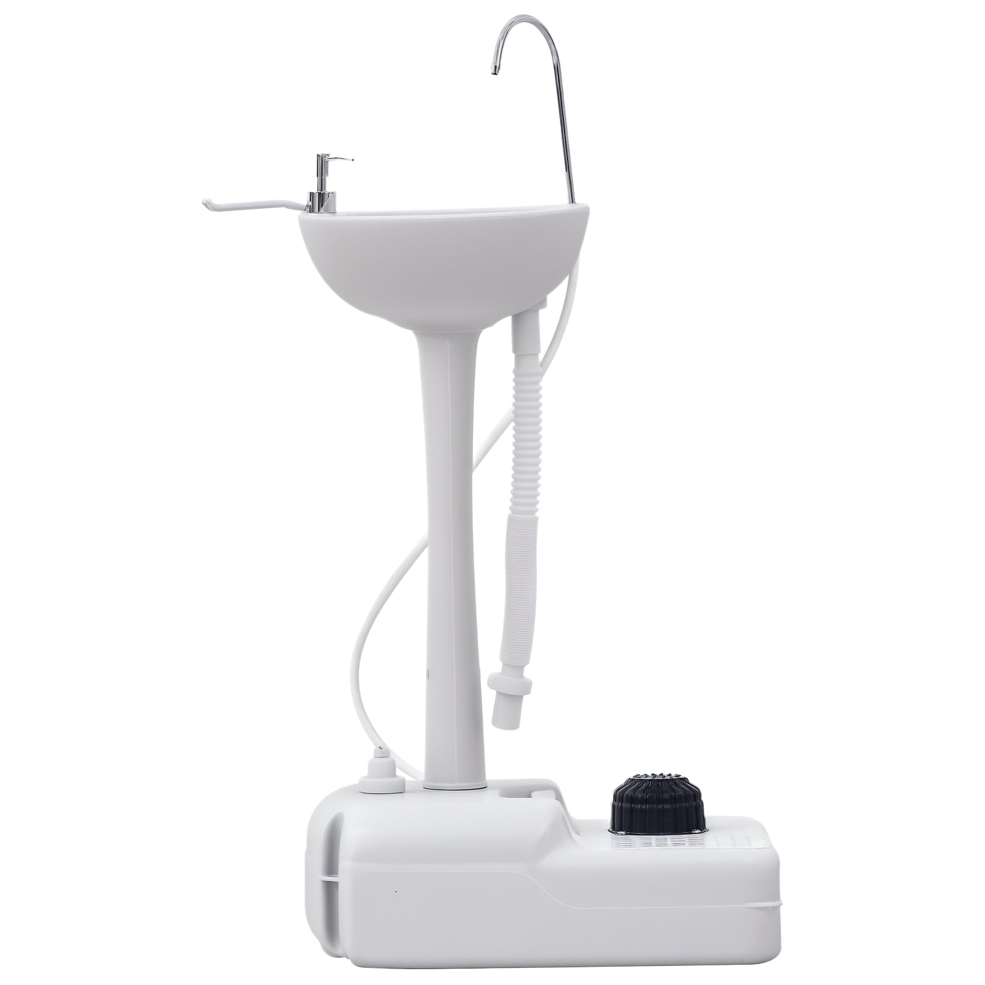 Portable Sink Outdoor Washing Station for Outdoor Activities and Camping with 17L Water Tank Soap Dispenser Towel Rack and 2 Wheels HDPE 51x33.5x103 cm Light Gray
