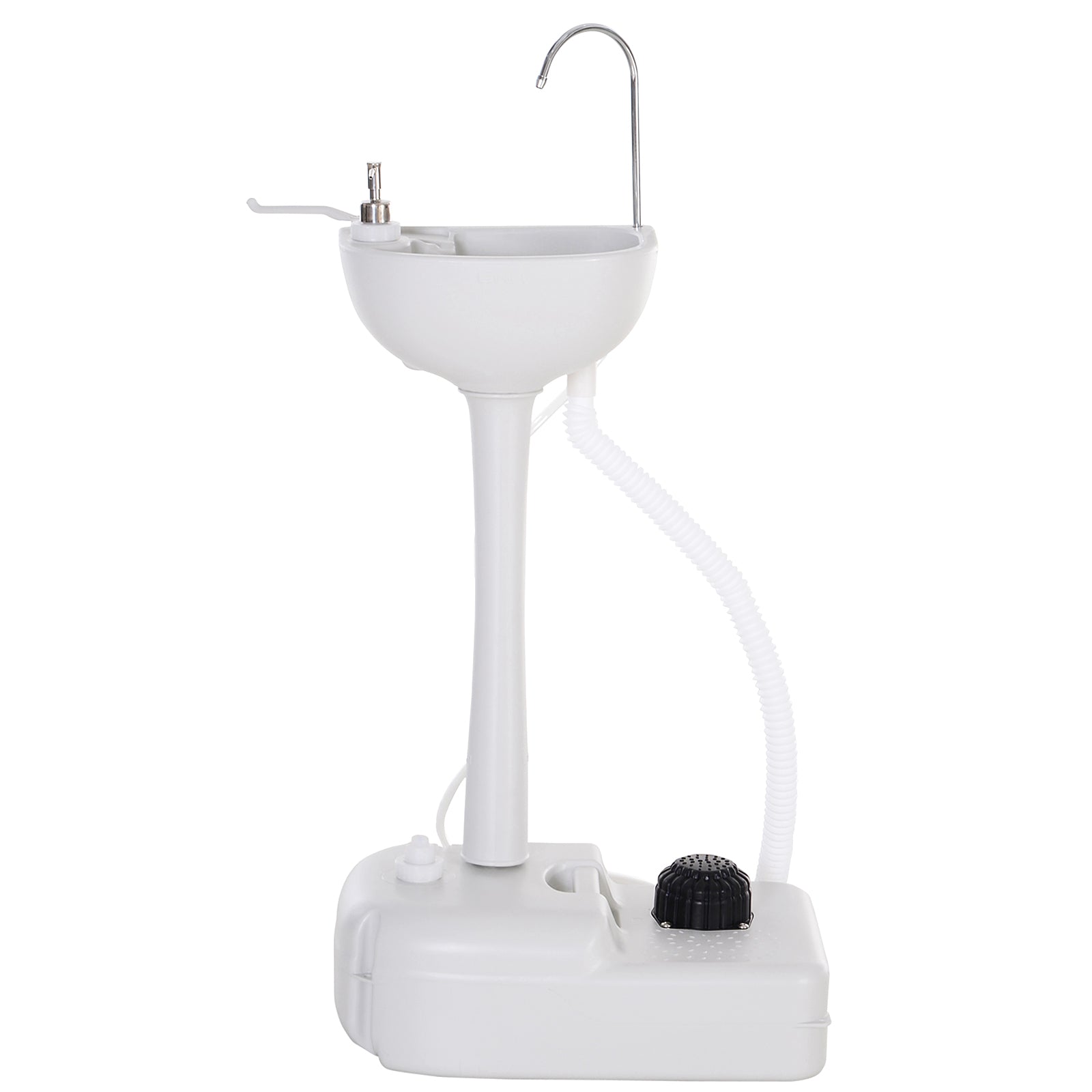 Portable Sink Outdoor Washing Station for Outdoor Activities and Camping with 17L Water Tank Soap Dispenser Towel Rack and 2 Wheels HDPE 51x33.5x103 cm Light Gray