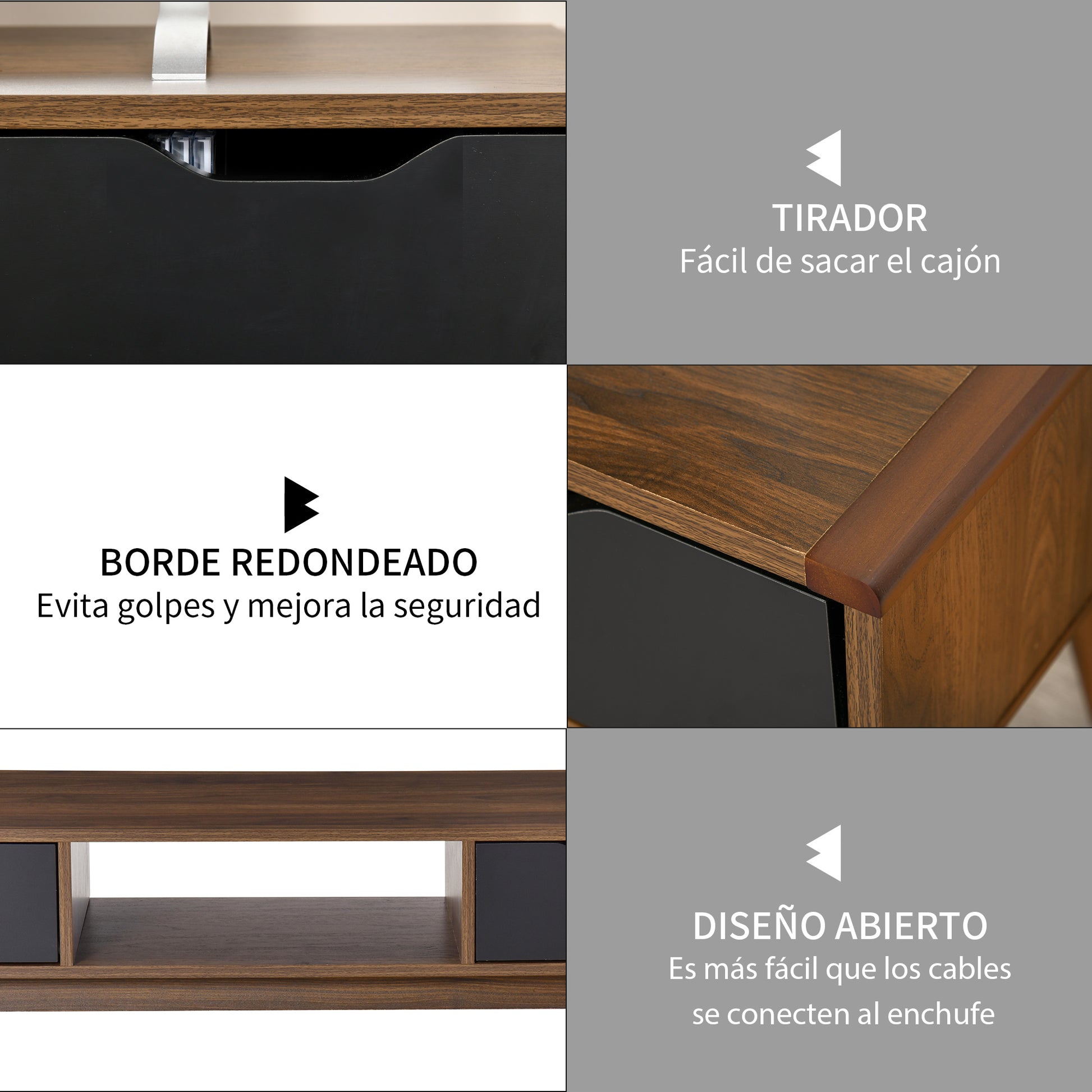 TV Stand Living Room Table for 50-Inch TV with 2 Drawers and Open Compartment Modern Style 122x39x46 cm Brown