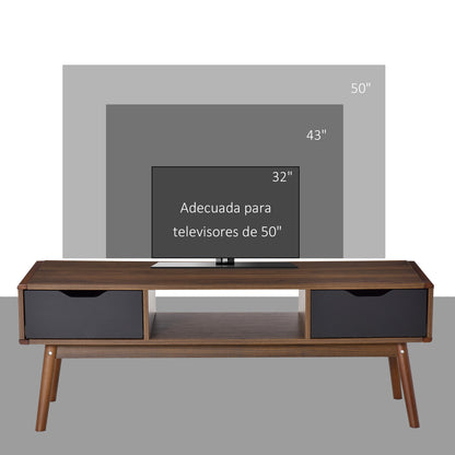 TV Stand Living Room Table for 50-Inch TV with 2 Drawers and Open Compartment Modern Style 122x39x46 cm Brown