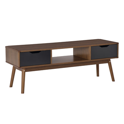 TV Stand Living Room Table for 50-Inch TV with 2 Drawers and Open Compartment Modern Style 122x39x46 cm Brown
