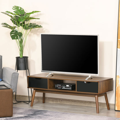 TV Stand Living Room Table for 50-Inch TV with 2 Drawers and Open Compartment Modern Style 122x39x46 cm Brown