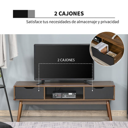 TV Stand Living Room Table for 50-Inch TV with 2 Drawers and Open Compartment Modern Style 122x39x46 cm Brown