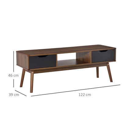 TV Stand Living Room Table for 50-Inch TV with 2 Drawers and Open Compartment Modern Style 122x39x46 cm Brown