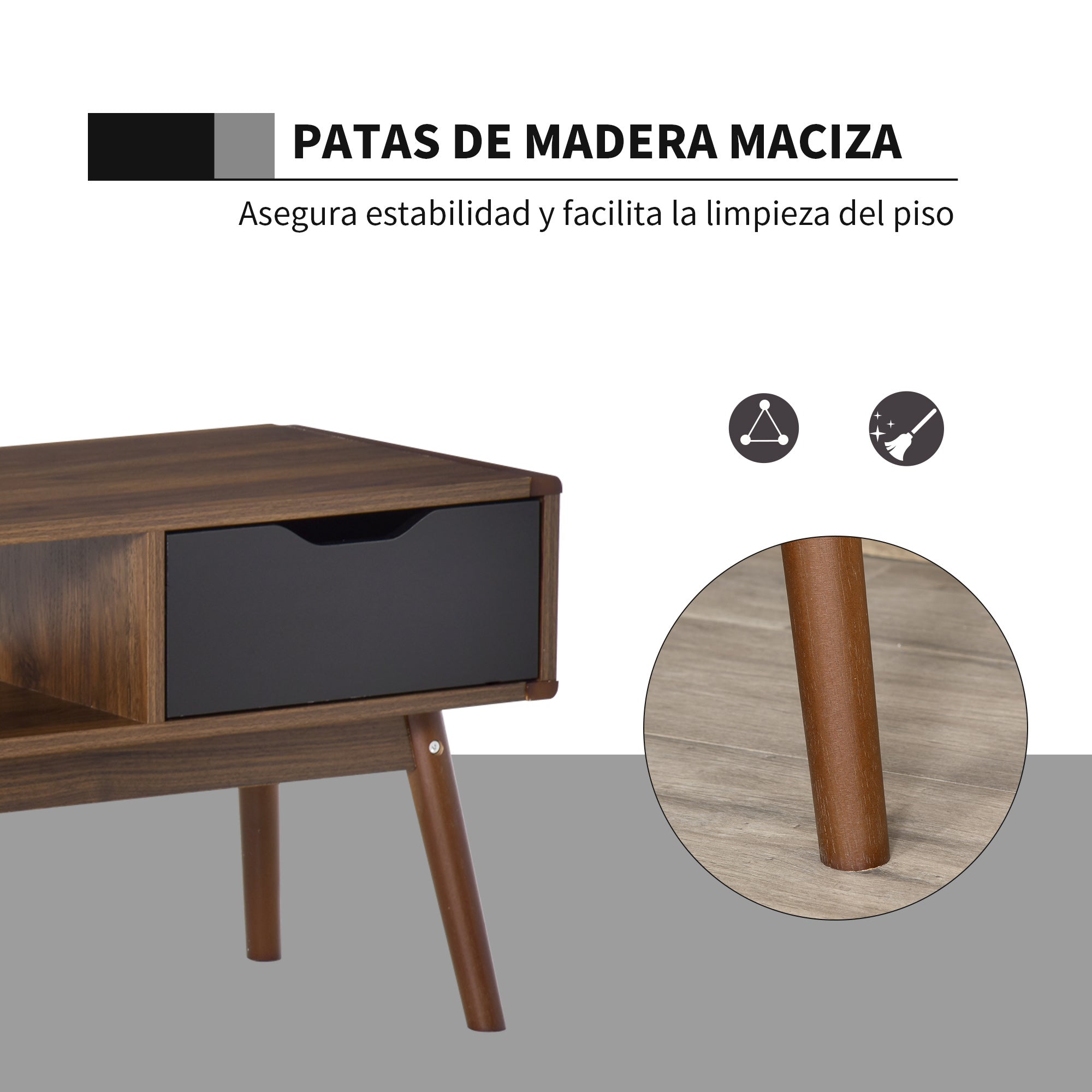 TV Stand Living Room Table for 50-Inch TV with 2 Drawers and Open Compartment Modern Style 122x39x46 cm Brown