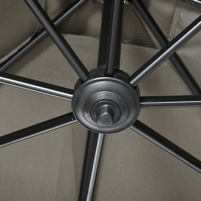 Crank Garden Umbrella 2.5x2.5 m with 360° Rotation, Cantilever Balcony Umbrella with Base, Air Vent and Adjustable Sunshade on 5 Levels, Light Grey