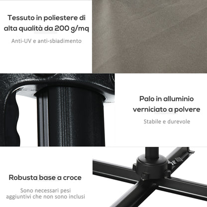 Crank Garden Umbrella 2.5x2.5 m with 360° Rotation, Cantilever Balcony Umbrella with Base, Air Vent and Adjustable Sunshade on 5 Levels, Light Grey