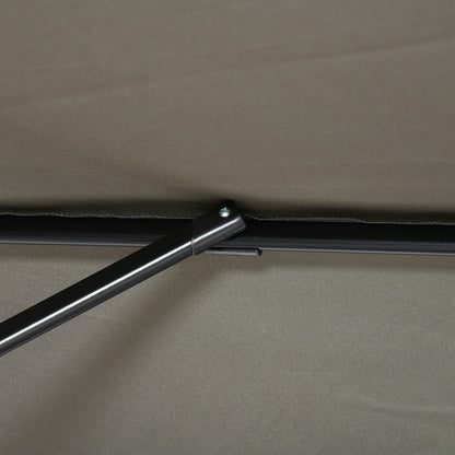 Crank Garden Umbrella 2.5x2.5 m with 360° Rotation, Cantilever Balcony Umbrella with Base, Air Vent and Adjustable Sunshade on 5 Levels, Light Grey