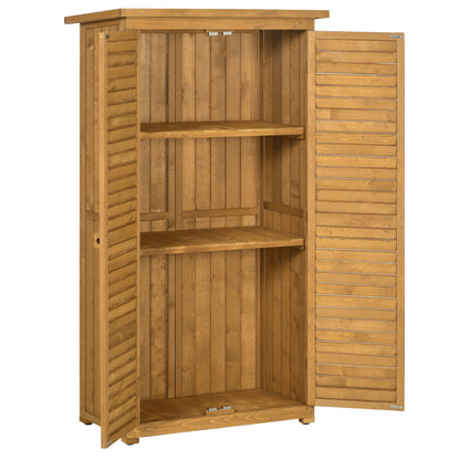 Wooden Garden Cabinet, Weatherproof Tool Shed 87x46.5x160cm, Equipment House with Door, Pent Roof, Shelves, Tool Cabinet, Garden House Toolshed for Garden, Patio, Natural Wood