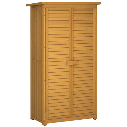Wooden Garden Cabinet, Weatherproof Tool Shed 87x46.5x160cm, Equipment House with Door, Pent Roof, Shelves, Tool Cabinet, Garden House Toolshed for Garden, Patio, Natural Wood