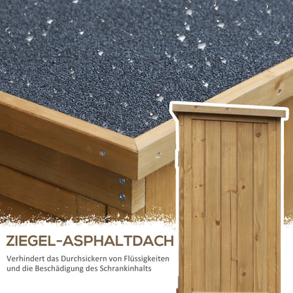 Wooden Garden Cabinet, Weatherproof Tool Shed 87x46.5x160cm, Equipment House with Door, Pent Roof, Shelves, Tool Cabinet, Garden House Toolshed for Garden, Patio, Natural Wood