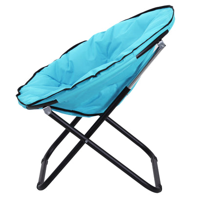 Folding Camping Chair Camp Chair with Backrest, Foldable Chair up to 120kg, Padded Moon Chair Extra Wide, Foldable Outdoor Chair for Garden, Balcony, Camping, Blue