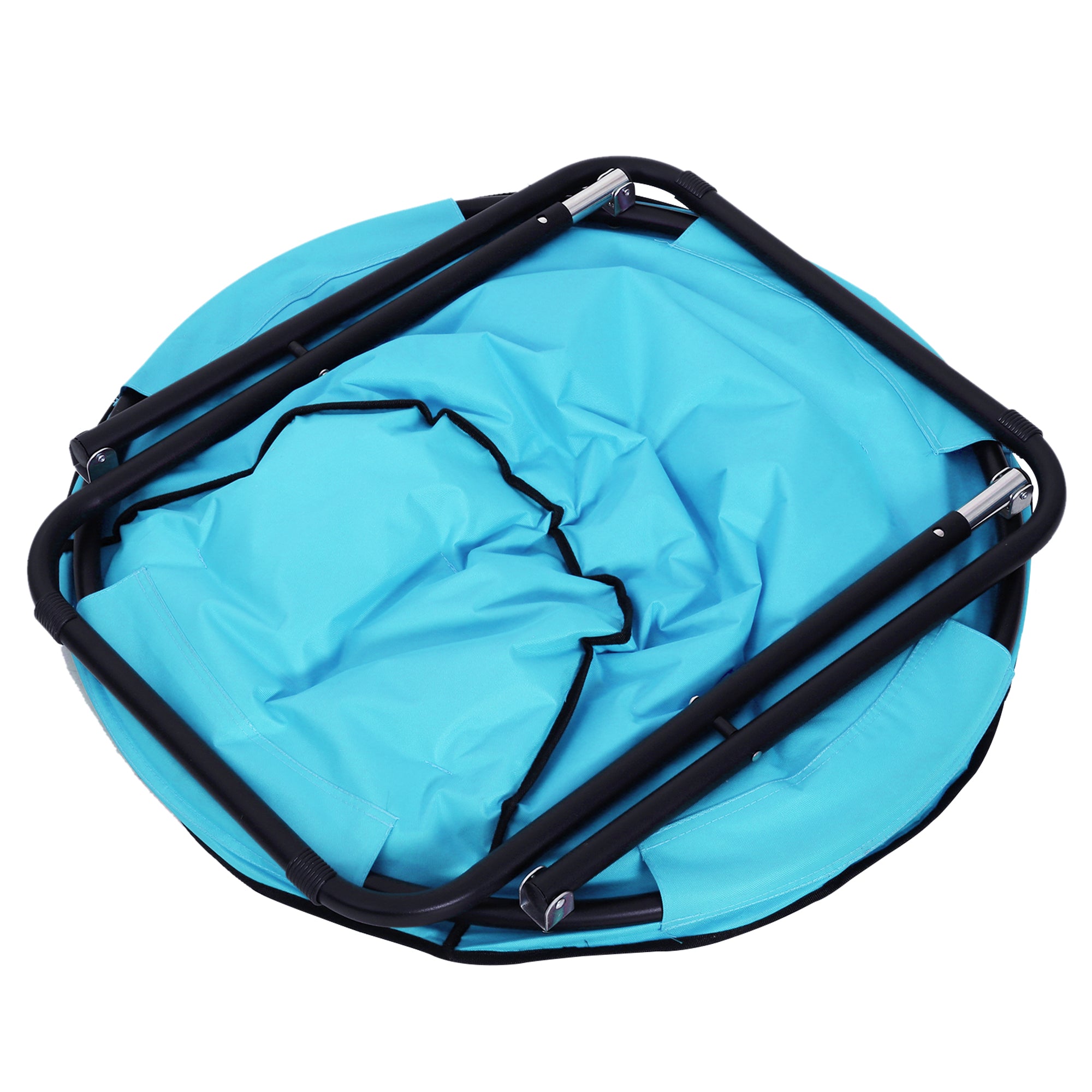 Folding Camping Chair Camp Chair with Backrest, Foldable Chair up to 120kg, Padded Moon Chair Extra Wide, Foldable Outdoor Chair for Garden, Balcony, Camping, Blue