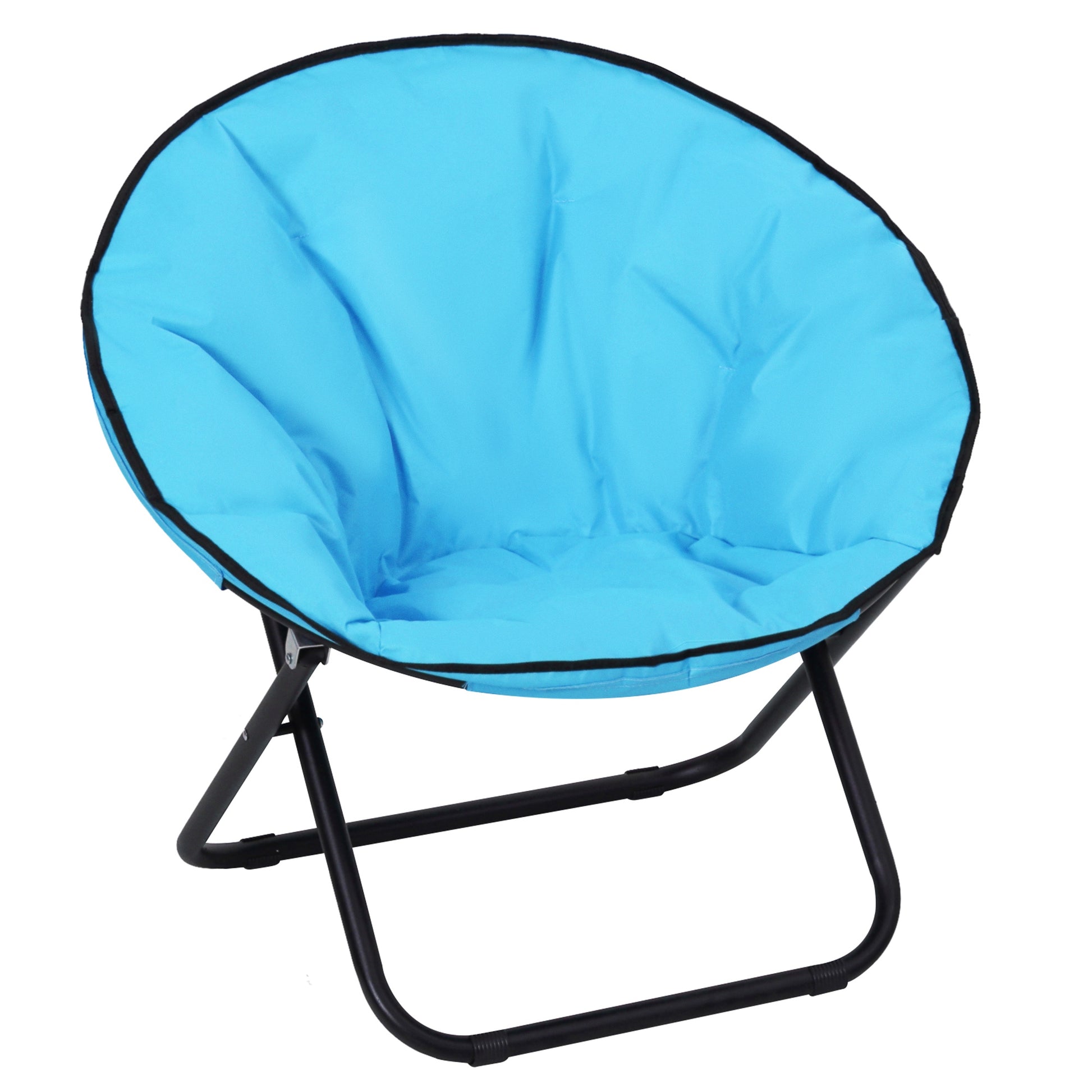 Folding Camping Chair Camp Chair with Backrest, Foldable Chair up to 120kg, Padded Moon Chair Extra Wide, Foldable Outdoor Chair for Garden, Balcony, Camping, Blue