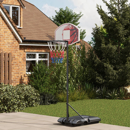 SPORTNOW Basketball Hoop with Stand, 179-209 cm Adjustable Height Basketball Stand with Wheels, Basketball System Base, Outdoor, Steel, Multicolored