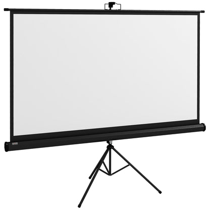 Manual Projector Screen with Stand 84 Inches Portable Projection Screen 16:9 Format with Adjustable Height for Indoor and Outdoor Home Cinema Patio 186x105 cm Black