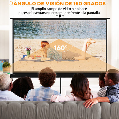 Manual Projector Screen with Stand 84 Inches Portable Projection Screen 16:9 Format with Adjustable Height for Indoor and Outdoor Home Cinema Patio 186x105 cm Black