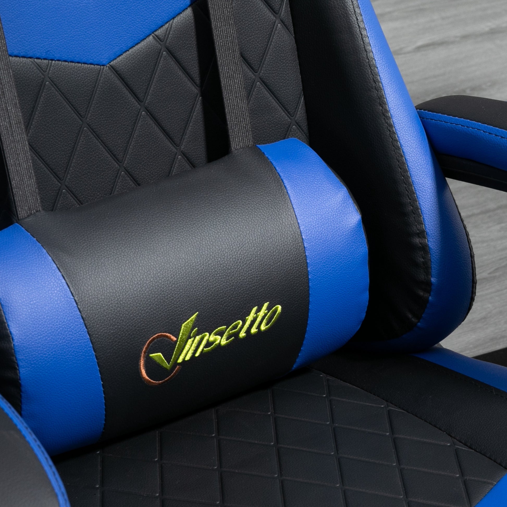 Gaming Chair Swivel Gamer Chair with Adjustable Height Rotating Headrest and Removable Lumbar Support Office Chair Blue