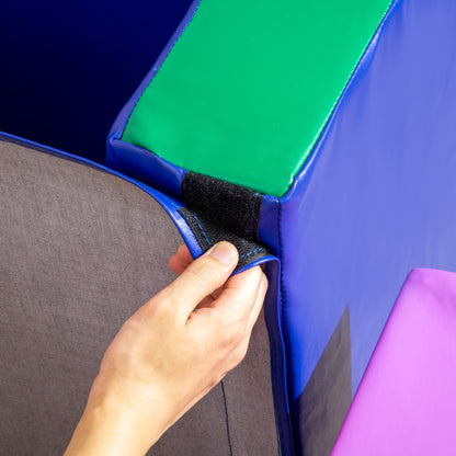 Kids Playset 12-36 Months with 7 Blocks of Various Shapes, Soft PU and EPE Construction, 170x130x40 cm, Multicolored