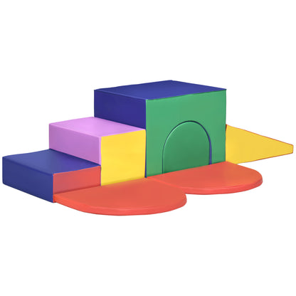 Kids Playset 12-36 Months with 7 Blocks of Various Shapes, Soft PU and EPE Construction, 170x130x40 cm, Multicolored
