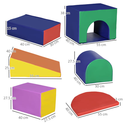 Kids Playset 12-36 Months with 7 Blocks of Various Shapes, Soft PU and EPE Construction, 170x130x40 cm, Multicolored