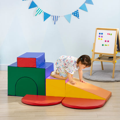 Kids Playset 12-36 Months with 7 Blocks of Various Shapes, Soft PU and EPE Construction, 170x130x40 cm, Multicolored