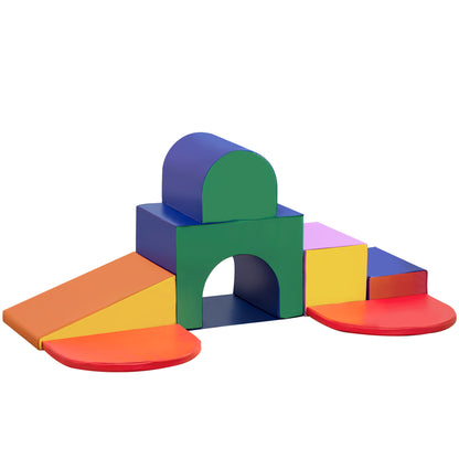 Kids Playset 12-36 Months with 7 Blocks of Various Shapes, Soft PU and EPE Construction, 170x130x40 cm, Multicolored